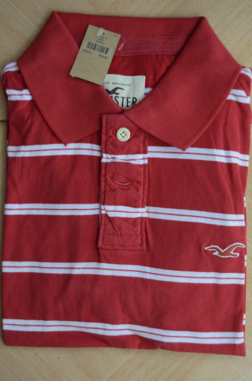 Hình Áo polo hollister sọc đỏ trắng nhập khẩu cao cấp HCO-PS10