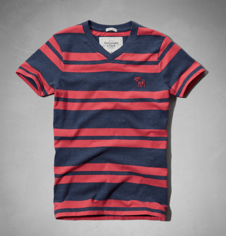 Hình Áo thun nam kẻ sọc ngang A&F Stripe V-Neck Tee AF-TS04