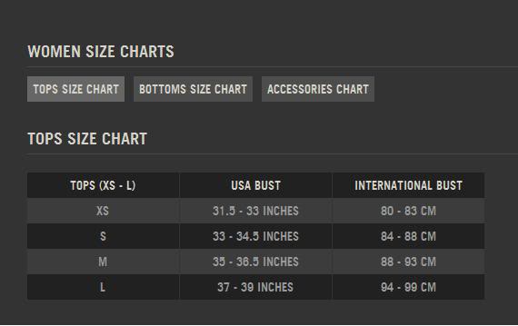 WomenSizeChart