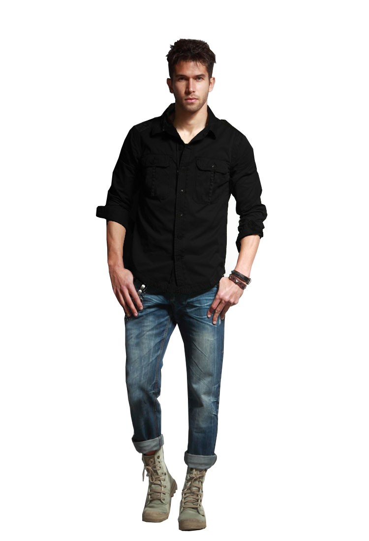 Hình Áo sơmi nam Abercrombie Military Button Shirt AF-SM14