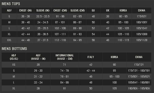 Bottoms Size Chart Aber