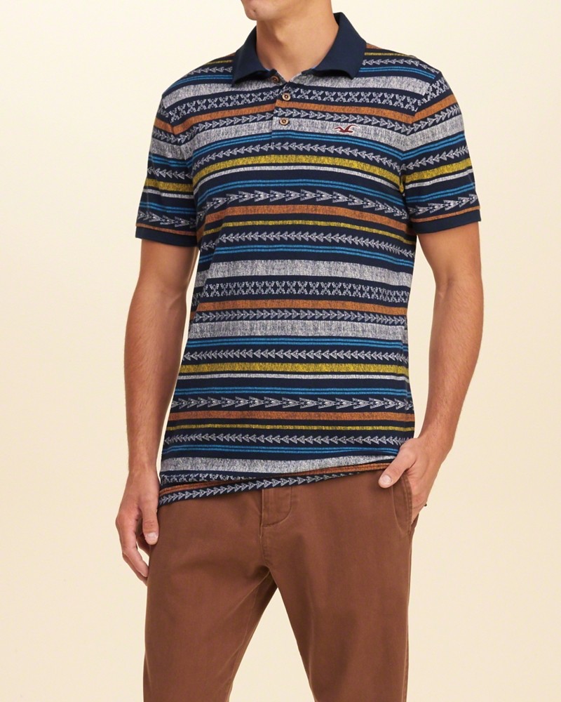Hình Áo thun nam Hollister Patterned Tipped Pique Polo HCO-P48