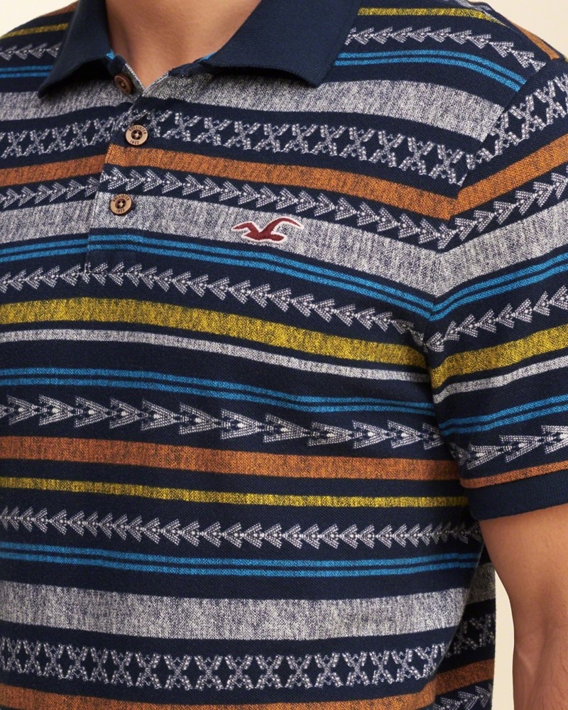 Hình Áo thun nam Hollister Patterned Tipped Pique Polo HCO-P48