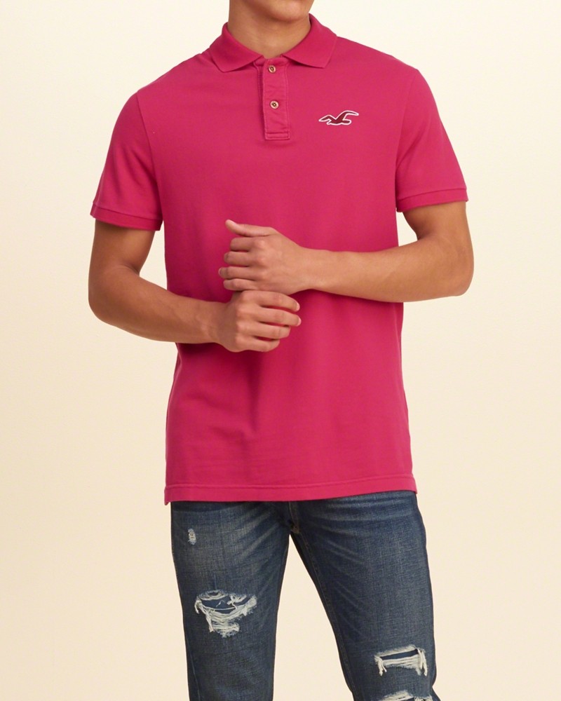 Hình Áo thun nam cổ bẻ Hollister Contrast Icon Polo HCO-P65 Pink