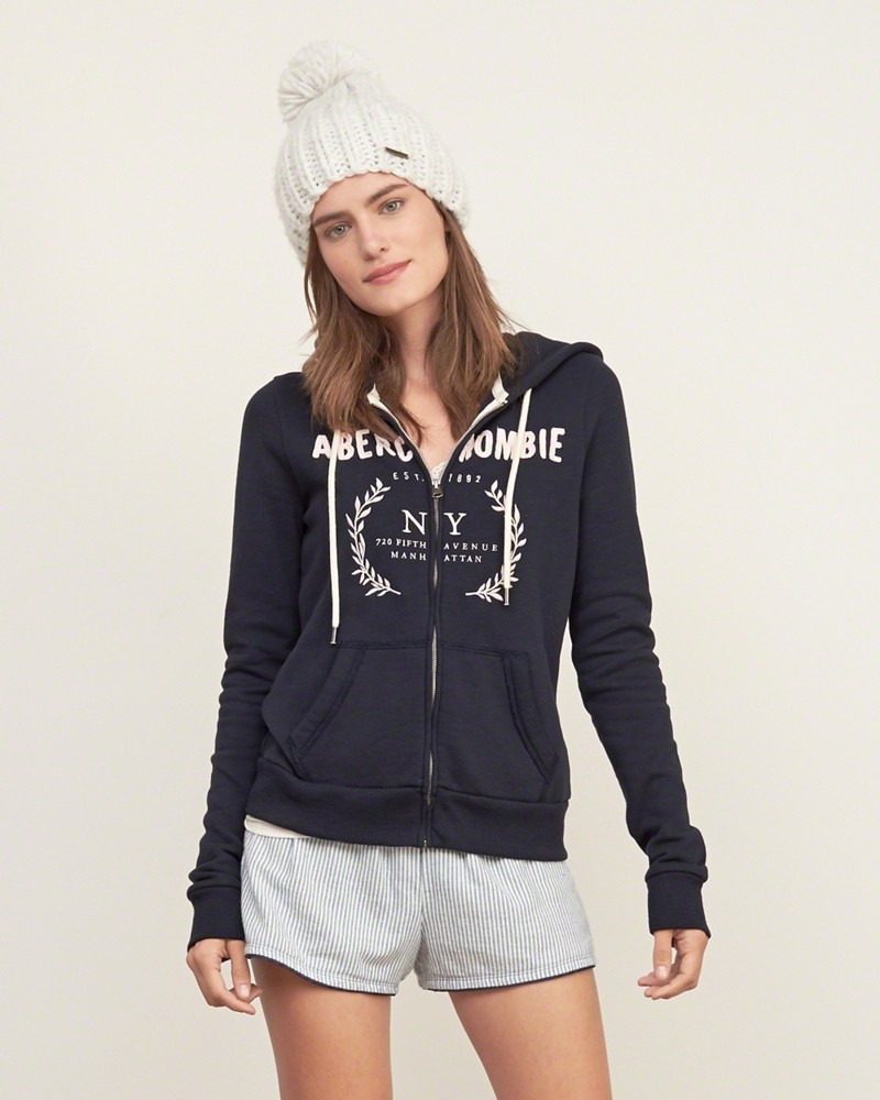 Hình Áo khoác nữ Abercrombie Applique Logo Graphic Hoodie AF-NK10