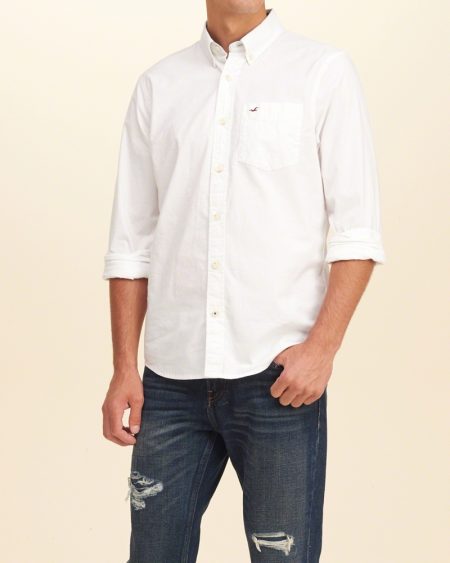 Hình Áo sơmi nam Hollister HCO-US-SM04 Solid Poplin Shirt