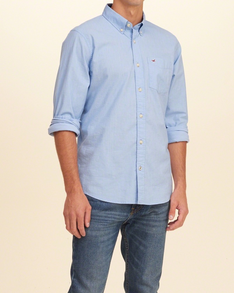 Hình Áo sơmi nam Hollister HCO-US-SM05 Solid Poplin Shirt