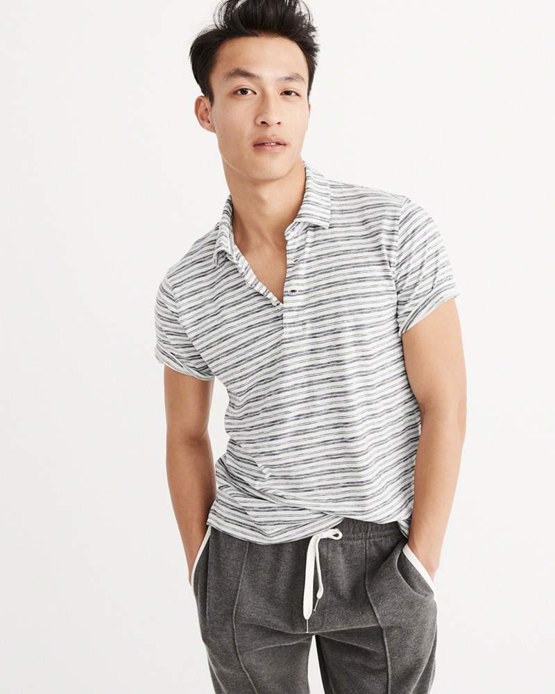 Hình Áo thun polo Abercrombie & Fitch AF-US-P10 Striped Jersey Polo