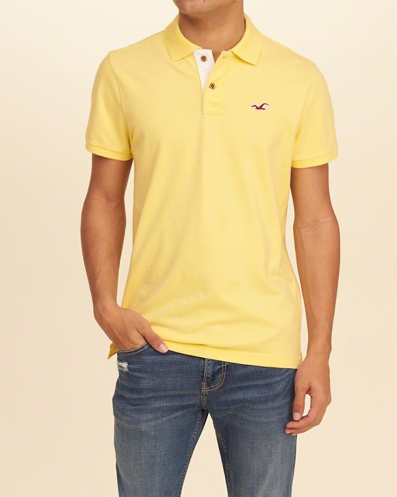 Hình Áo thun nam Hollister HCO-P77 Stretch Pique Icon Bright Yellow