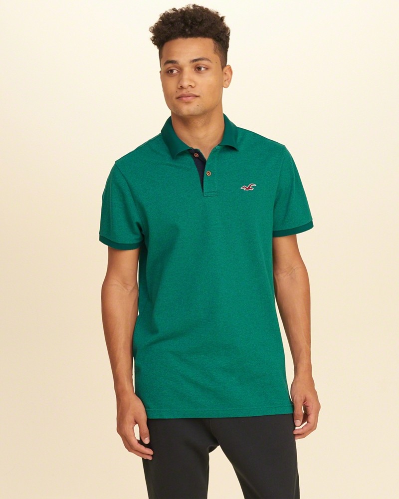 Hình Áo thun nam Hollister HCO-P80 Stretch Pique Icon Heather green