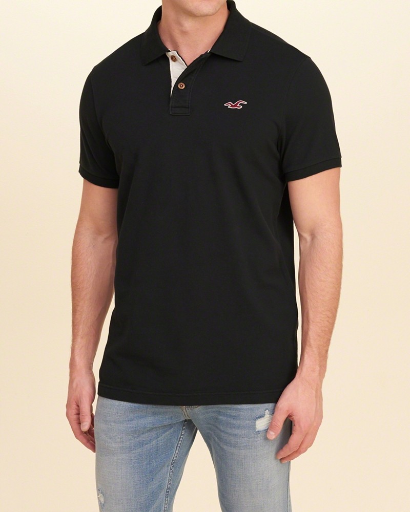 Hình Áo thun nam Hollister HCO-P83 Stretch Pique Polo Black