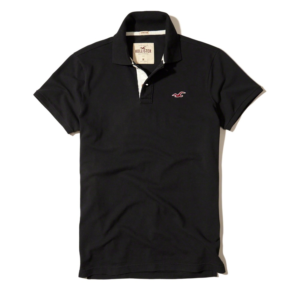 Áo thun nam Hollister HCO-P83 Stretch Pique Polo Black