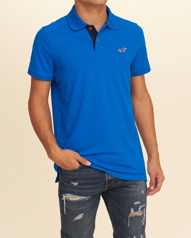 Hình Áo thun nam Hollister HCO-P84 Stretch Pique Polo Blue