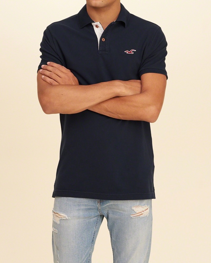 Hình Áo thun nam Hollister HCO-P85 Stretch Pique Polo Navy