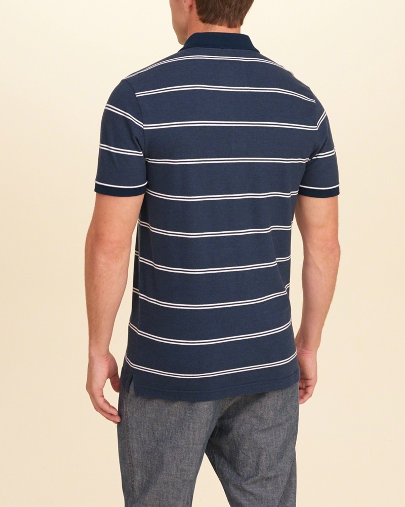 Hình Áo thun nam Hollister HCO-P99 Stripe Pique Polo Blue