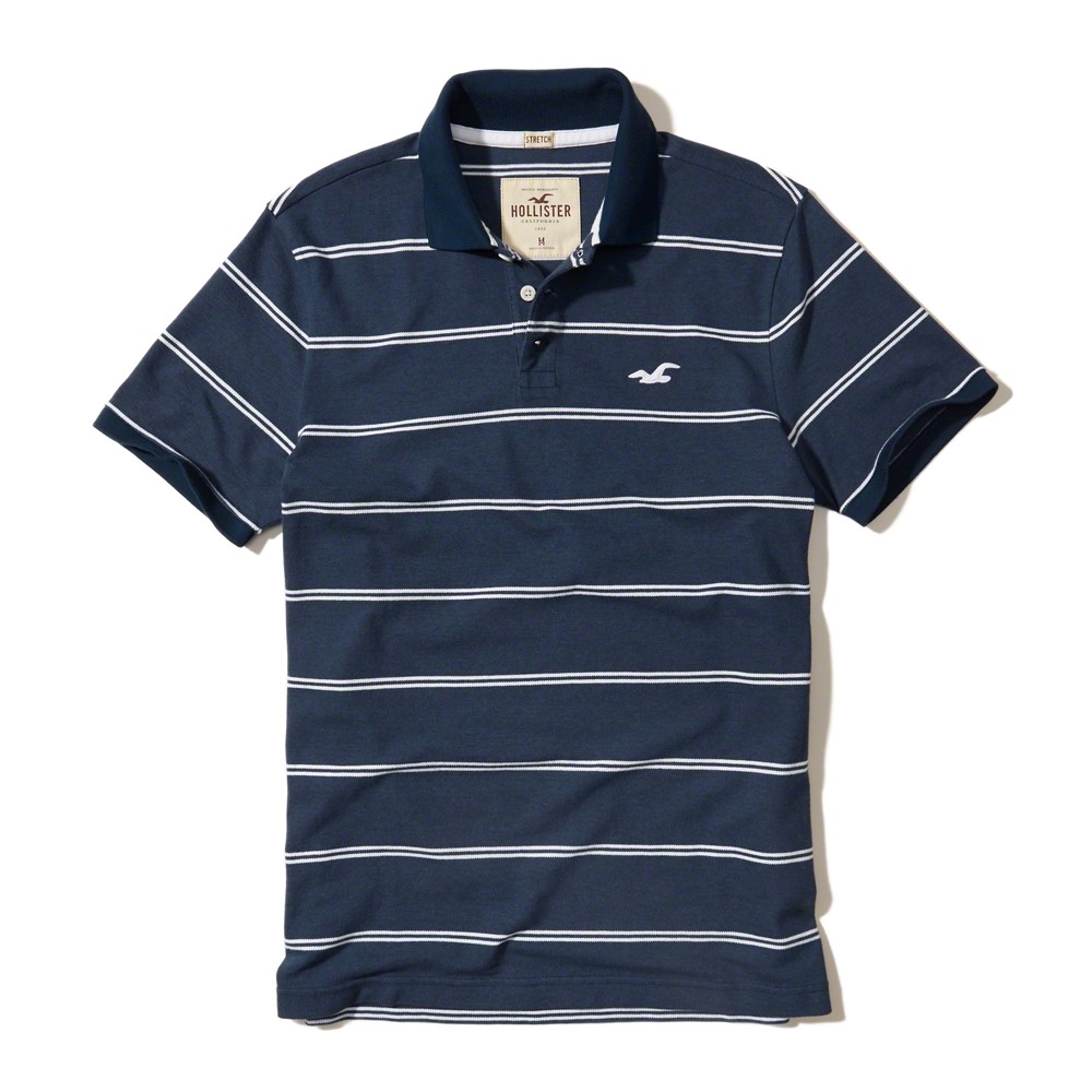 Hình Áo thun nam Hollister HCO-P99 Stripe Pique Polo Blue