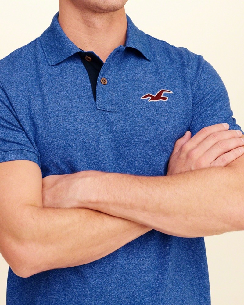 Hình Áo thun nam Hollister HCO-P115 Stretch Pique Polo Heather Blue