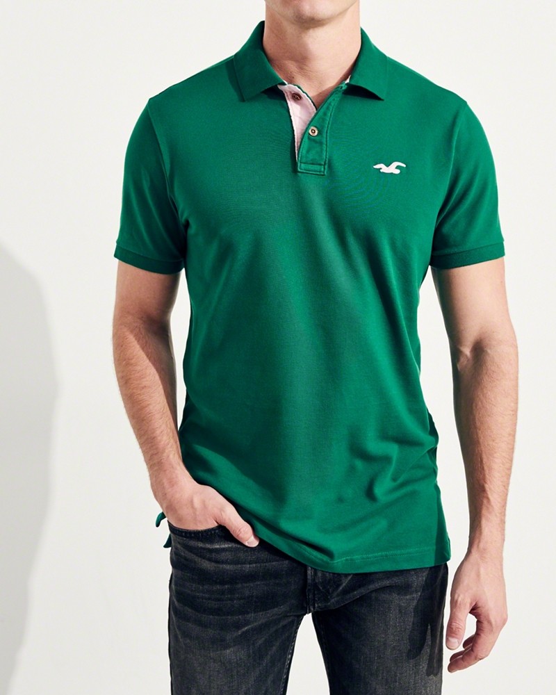 Hình Áo thun nam Hollister HCO-P120 Stretch Pique Icon Polo Green