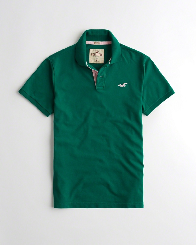 Hình Áo thun nam Hollister HCO-P120 Stretch Pique Icon Polo Green