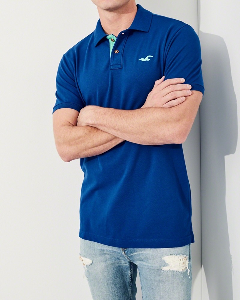Hình Áo thun nam Hollister HCO-P127 Stretch Pique Icon Polo Dark Blue