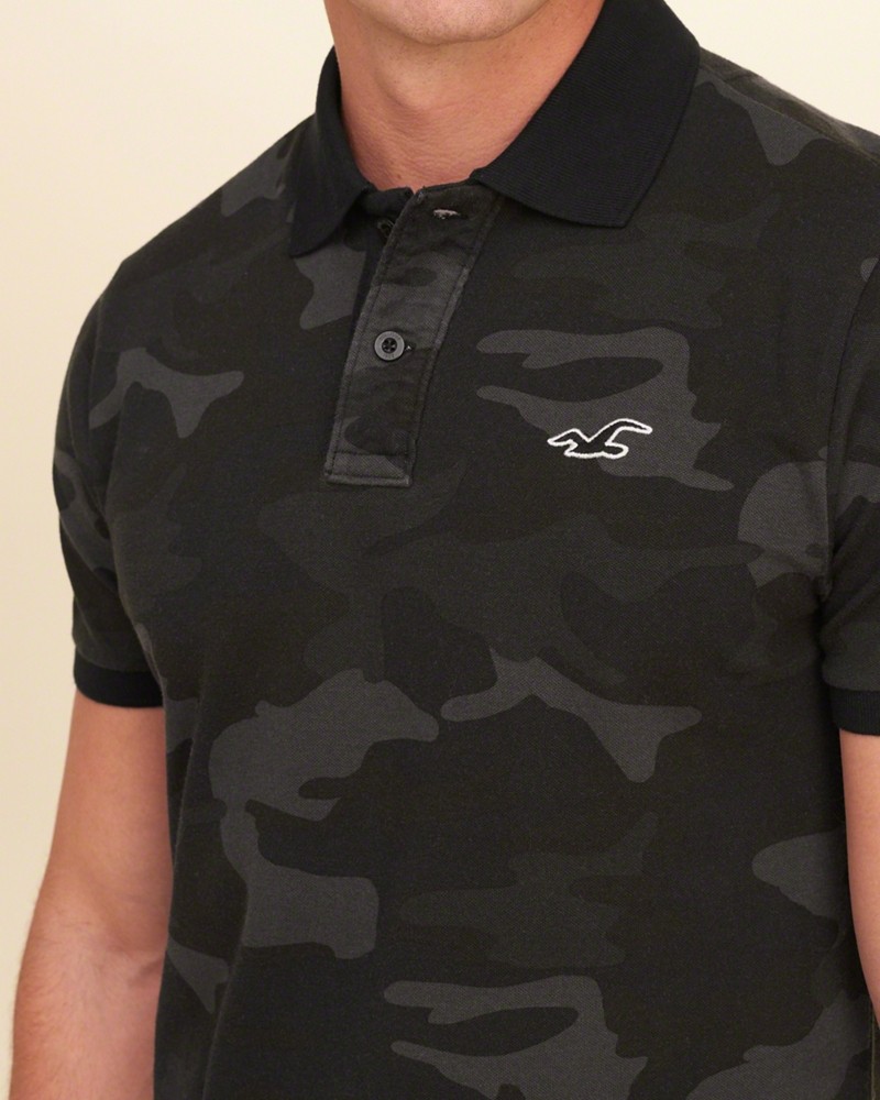 Hình Áo thun nam Hollister HCO-P130 Stretch Pique Camo Polo Black Camo