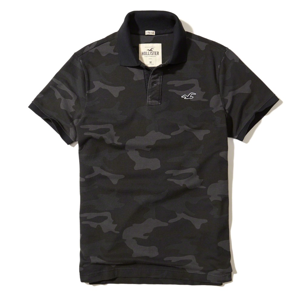 Hình Áo thun nam Hollister HCO-P130 Stretch Pique Camo Polo Black Camo