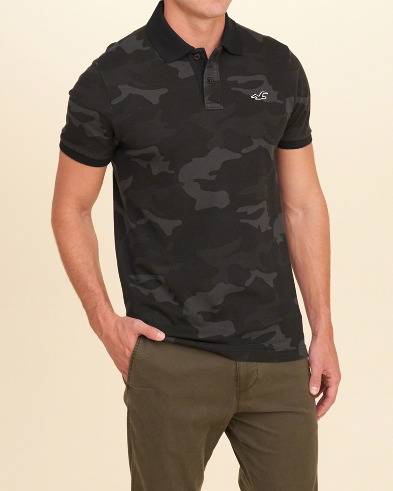 Hình Áo thun nam Hollister HCO-P130 Stretch Pique Camo Polo Black Camo