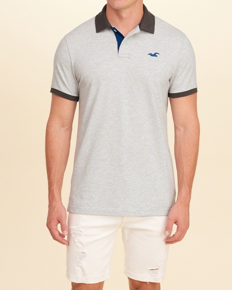 Hình Áo thun nam Hollister HCO-P132 Stretch Pique Icon Polo Heather Light Grey