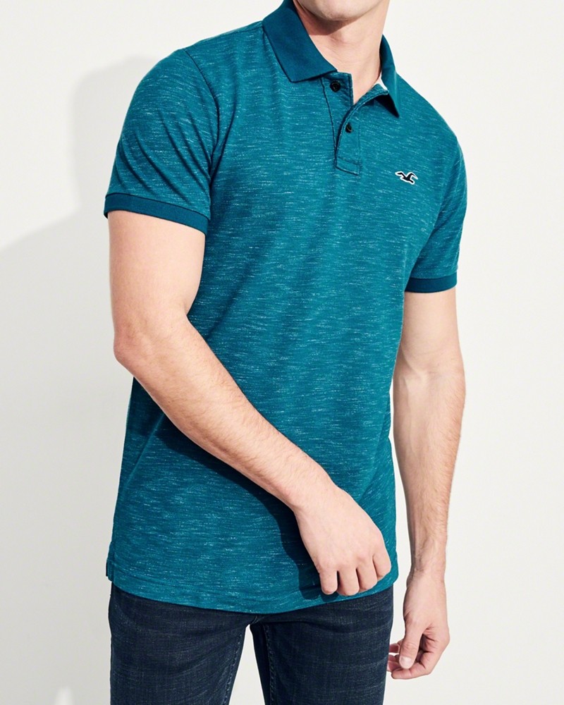 Hình Áo thun nam Hollister HCO-P135 Stretch Pique Icon Polo Heather Teal