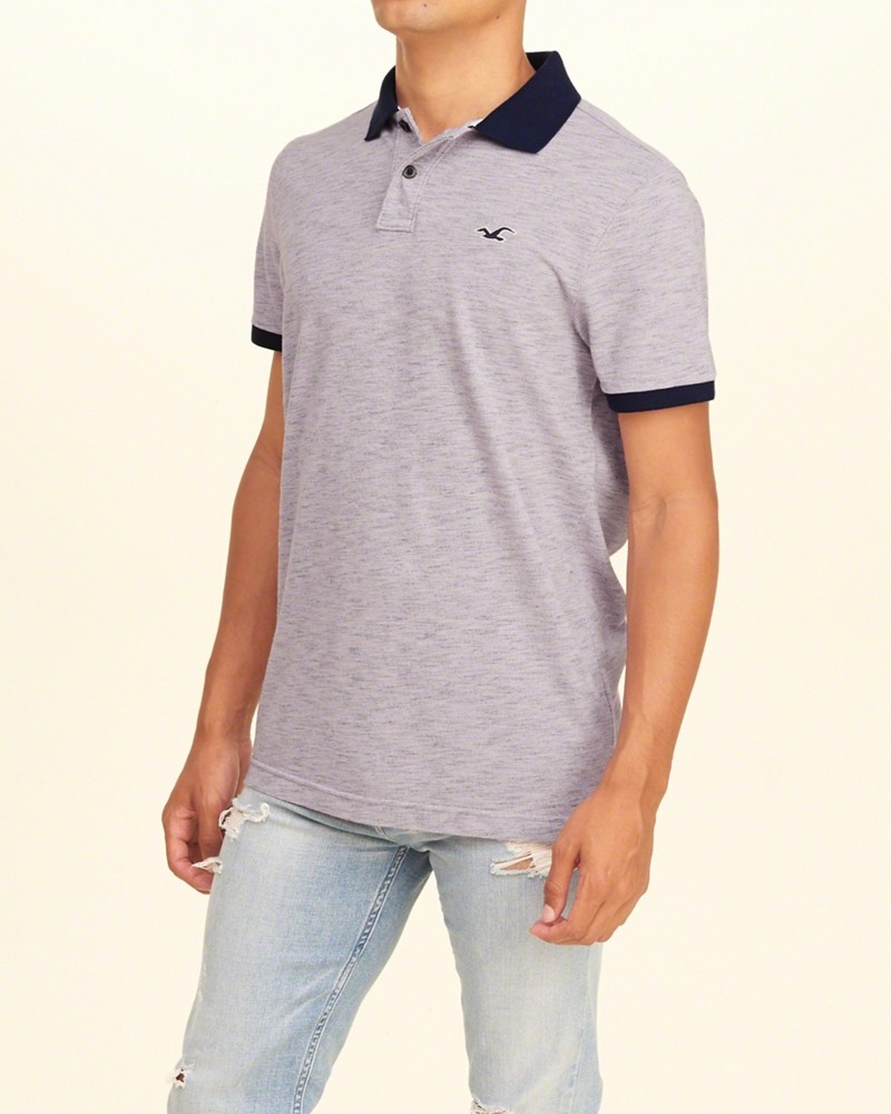 Hình Áo thun nam Hollister HCO-P139 Stretch Pique Icon Polo Heather Light Purple