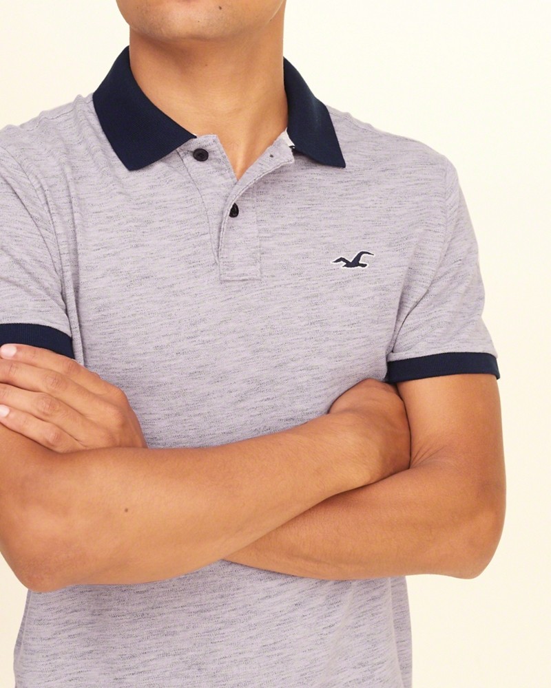 Hình Áo thun nam Hollister HCO-P139 Stretch Pique Icon Polo Heather Light Purple