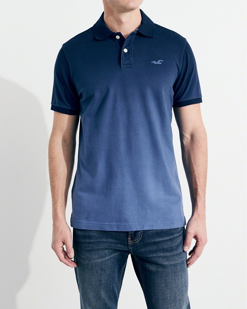 Hình Áo thun nam Hollister HCO-P142 Stretch Pique Ombré Polo Navy Ombre