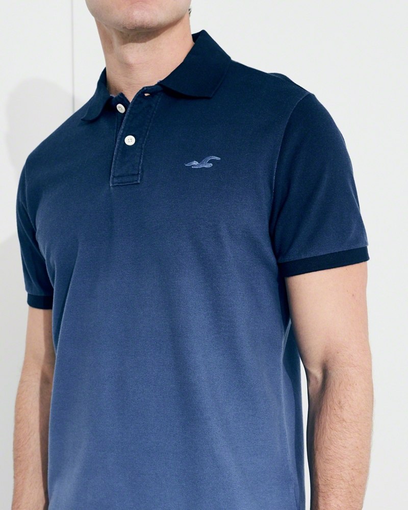 Hình Áo thun nam Hollister HCO-P142 Stretch Pique Ombré Polo Navy Ombre