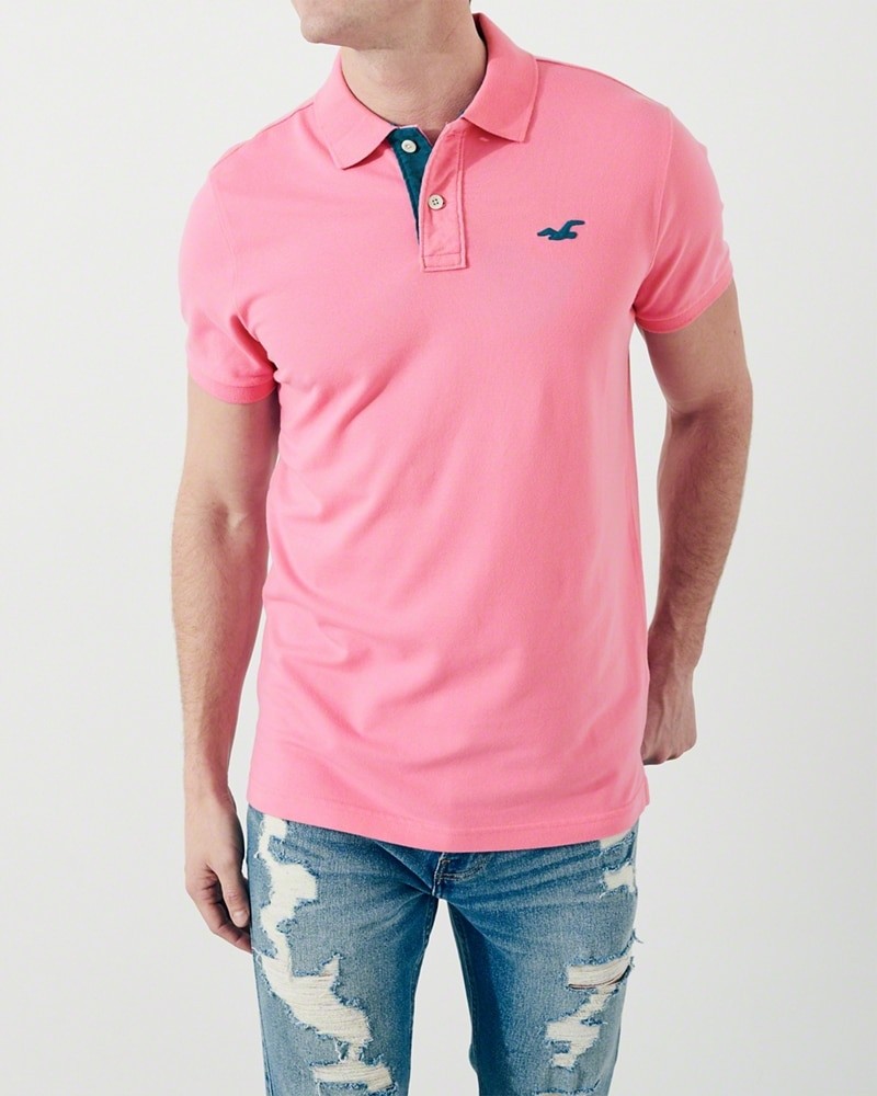 Hình Áo thun nam cổ bẻ Hollister HCO-P148 Stretch Pique Polo light pink