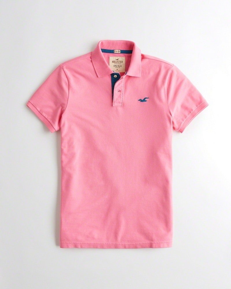 Hình Áo thun nam cổ bẻ Hollister HCO-P148 Stretch Pique Polo light pink