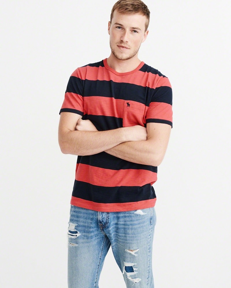 Hình Áo thun nam Abercrombie & Fitch AF-T211 STRIPE POCKET TEE