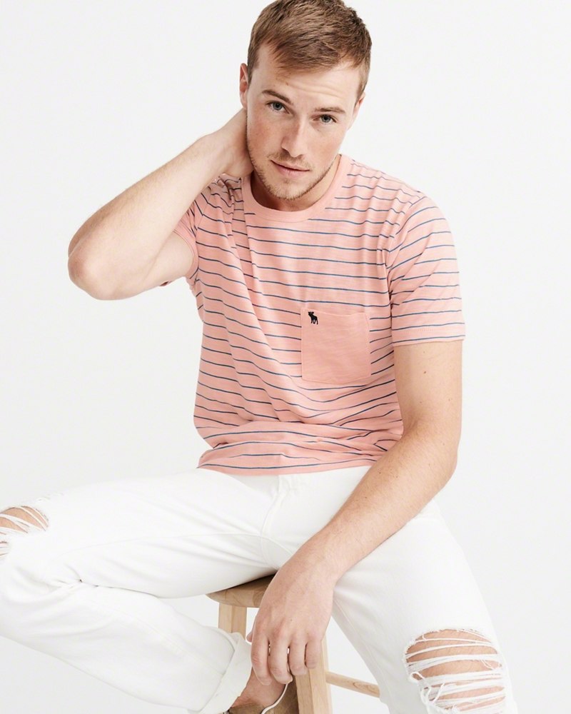 Hình Áo thun nam Abercrombie & Fitch AF-T214 STRIPE POCKET TEE