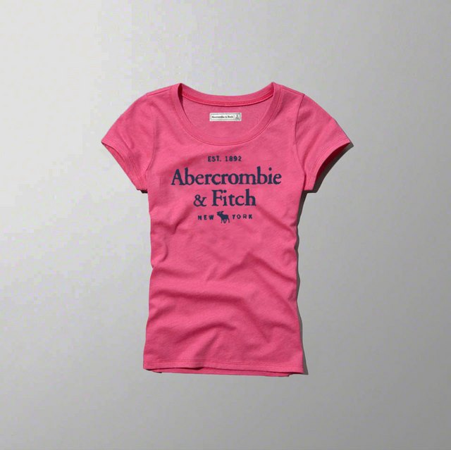 Hình Áo thun nữ Abercrombie & Fitch Logo Tee AF-NT77 màu hồng