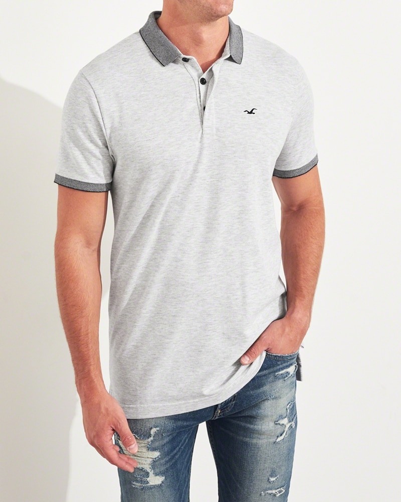 Hình Áo thun nam cổ bẻ Hollister HCO-P156 Stretch Shrunken Collar Polo heather grey