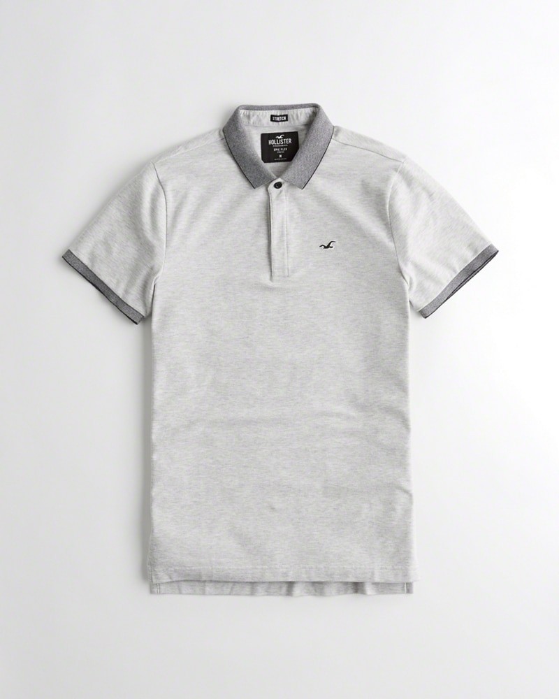 Hình Áo thun nam cổ bẻ Hollister HCO-P156 Stretch Shrunken Collar Polo heather grey