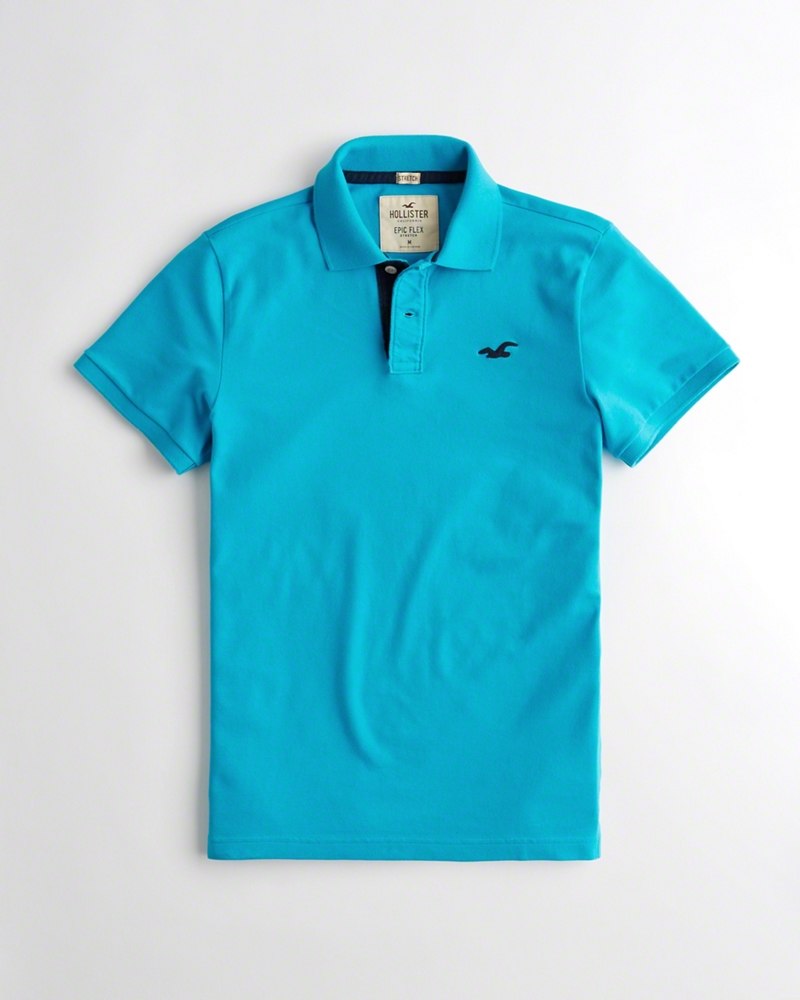 Hình Áo thun nam cổ bẻ Hollister HCO-P158 Stretch Pique Polo Teal