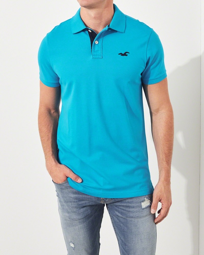 Hình Áo thun nam cổ bẻ Hollister HCO-P158 Stretch Pique Polo Teal