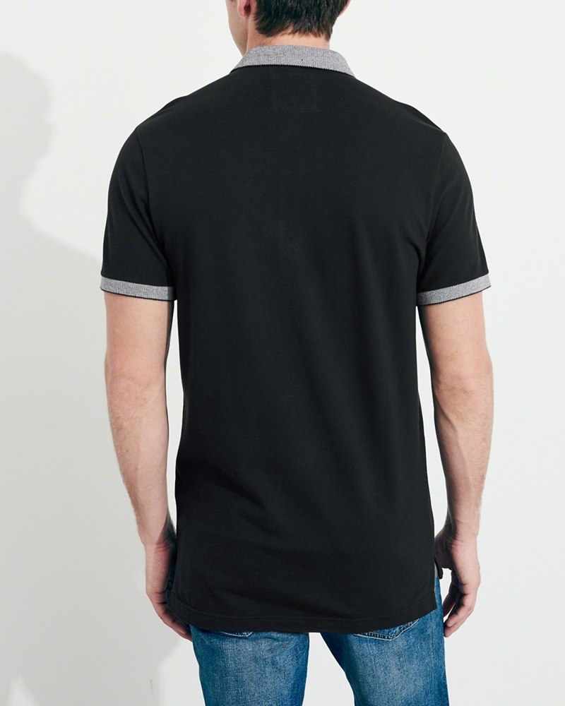 Hình Áo thun nam cổ bẻ Hollister HCO-P160 Stretch Shrunken Collar Polo Black