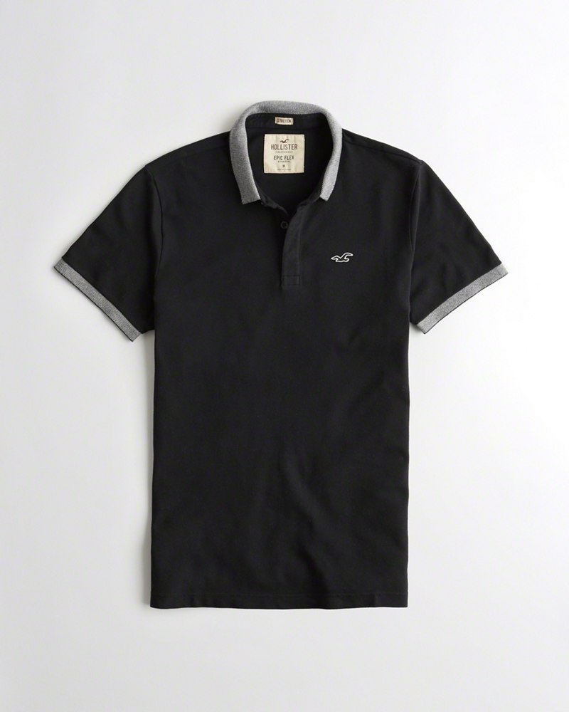 Hình Áo thun nam cổ bẻ Hollister HCO-P160 Stretch Shrunken Collar Polo Black