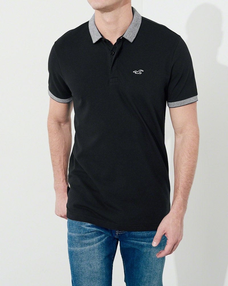 Hình Áo thun nam cổ bẻ Hollister HCO-P160 Stretch Shrunken Collar Polo Black