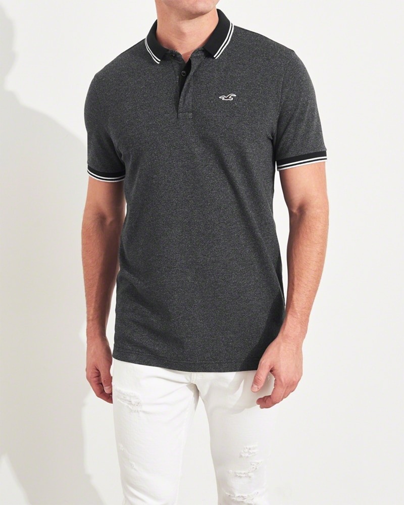 Hình Áo thun nam cổ bẻ Hollister HCO-P155 Stretch Slim Fit Polo heather black