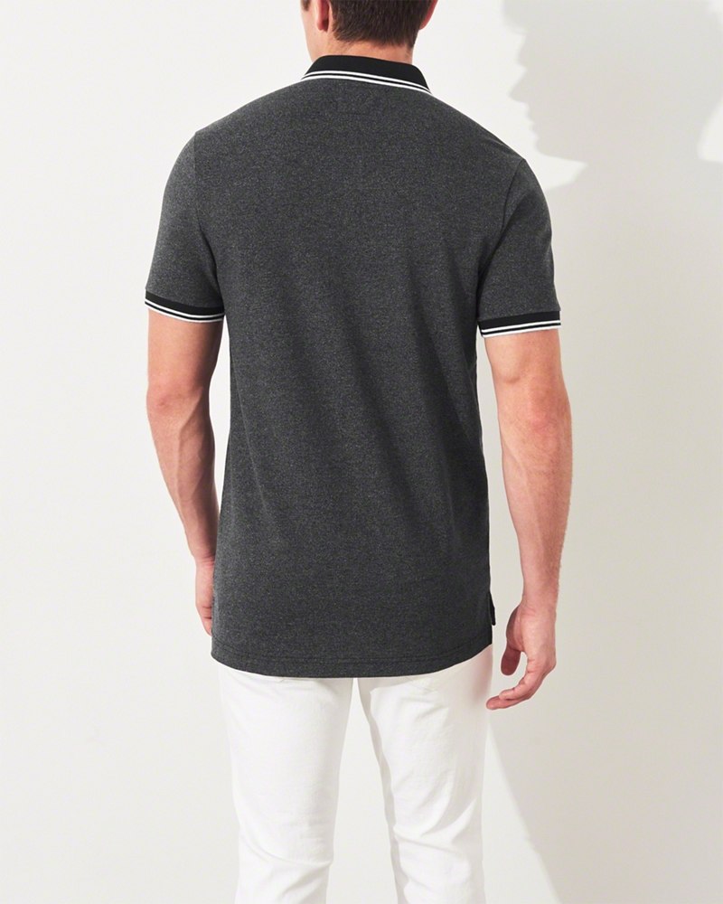 Hình Áo thun nam cổ bẻ Hollister HCO-P155 Stretch Slim Fit Polo heather black