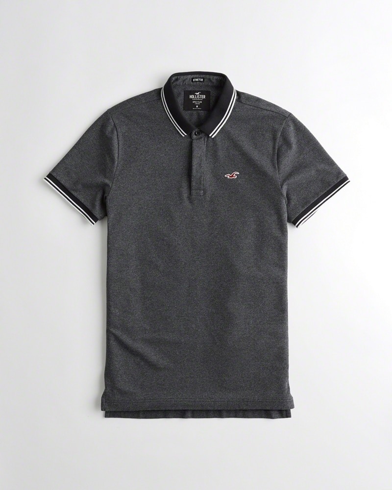 Hình Áo thun nam cổ bẻ Hollister HCO-P155 Stretch Slim Fit Polo heather black