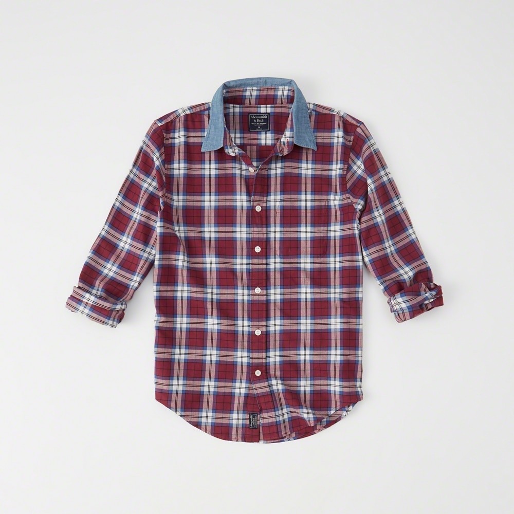 Hình Áo sơmi nam Abercrombie & Fitch AF-US-SM45 Denim Collar Plaid Shirt