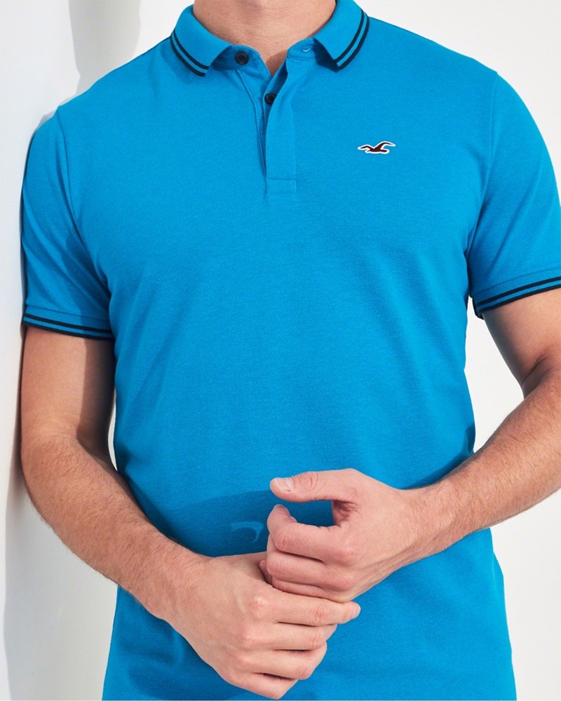 Hình Áo thun nam cổ bẻ Hollister HCO-P162 Stretch Slim Fit Polo Turquoise